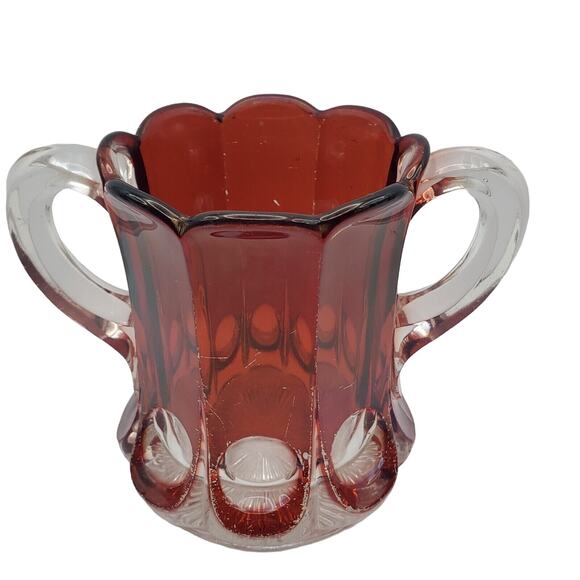 Ruby Stained Glass Spooner EAPG New Martinsville Placid Thumbprint 704 Antique - Picture 5 of 8